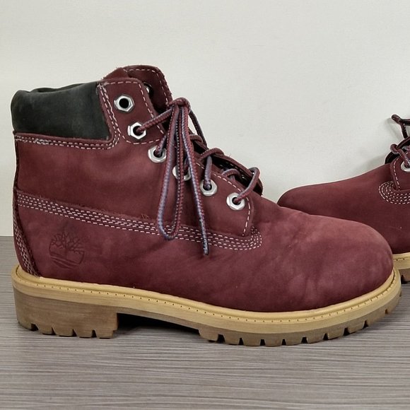 Timberland Premium Waterproof Leather Boot, Dark Port, Little Kid Size 13.5 / 32 - Picture 7 of 10